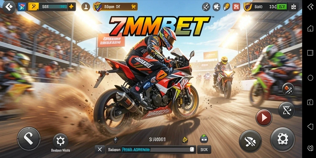 Tampilan gameplay balapan motor yang seru dan kompetitif di 7MMBET.
