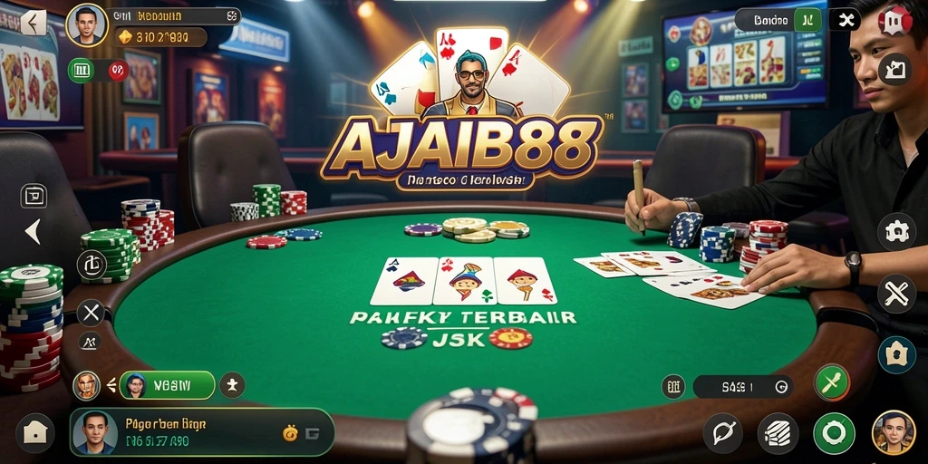 Screenshot AJAIB88 menampilkan aksi seru permainan Poker dengan pemain yang penuh semangat.