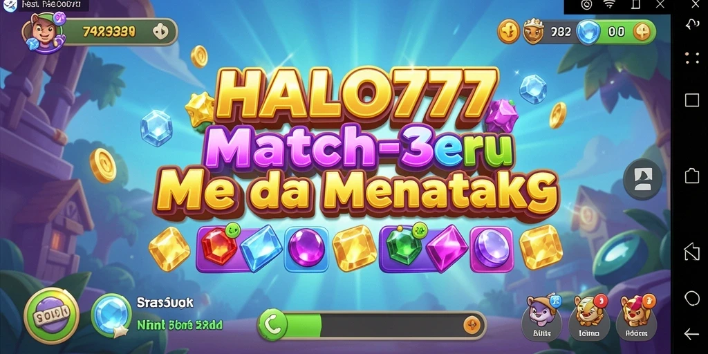 Screenshot utama HALO777 menampilkan gameplay seru Match-3 yang menarik.