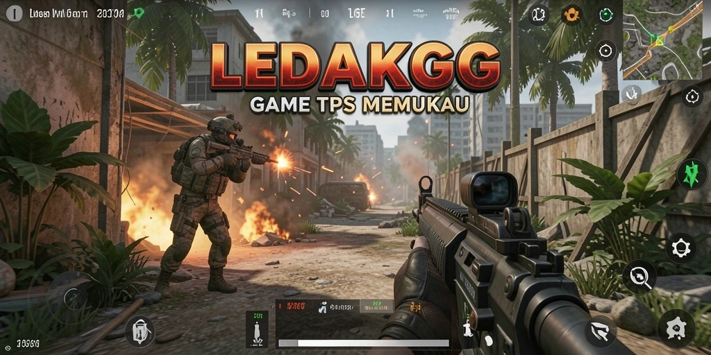 Tampilan gameplay mendebarkan dari LEDAKGG yang penuh aksi TPS.
