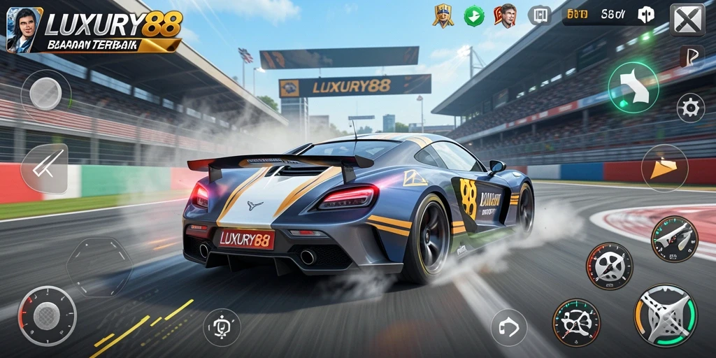 Gameplay mendebarkan LUXURY88 saat balapan.