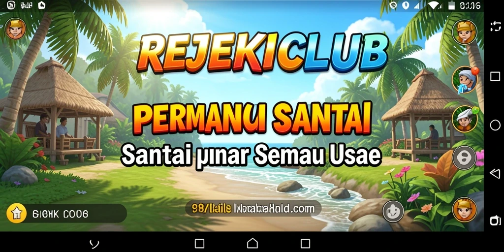 Tangkapan layar utama REJEKICLUB menampilkan gameplay yang ceria dan interaktif.