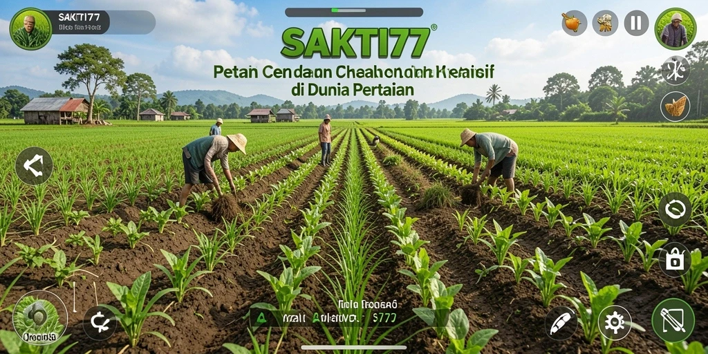 Screenshot SAKTI77 menampilkan ladang yang subur dan aktivitas bertani yang seru.