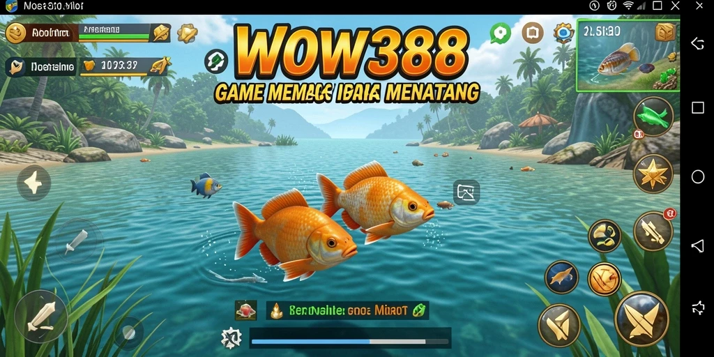 Tampilan gameplay menarik dari WOW388 saat memancing ikan.